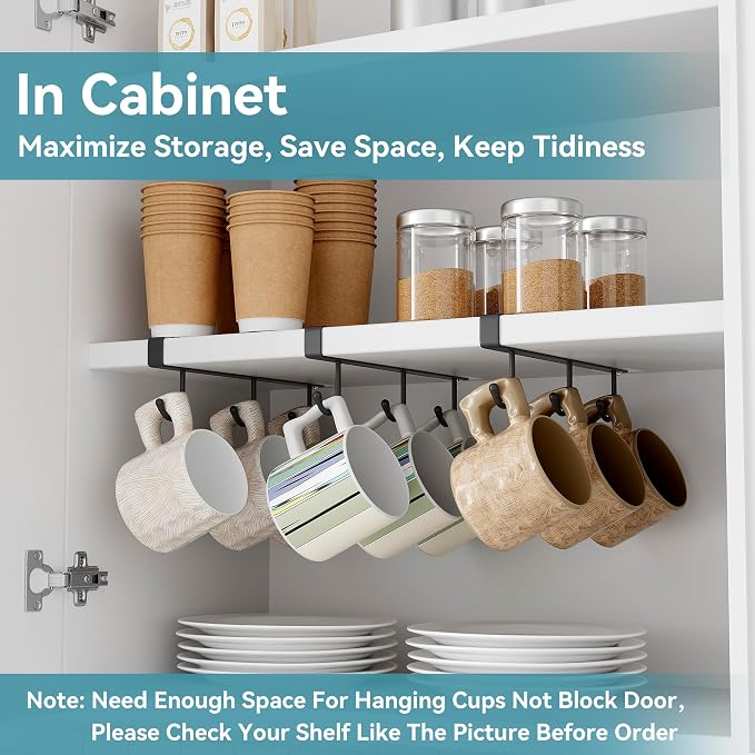 ECROCY Coffee Mug Holder Under Cabinet Only Fits Shelves up to 3/4" Thick - Image 5