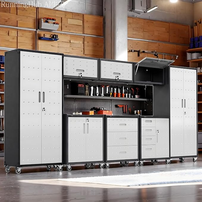 Garage Cabinet System | Heavy Duty Steel All-in-One Modular Garage Cabinet Set by VIYET