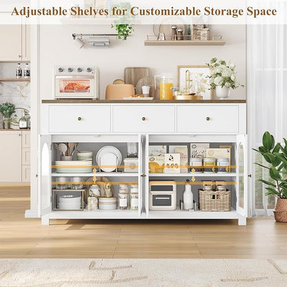 FINETONES Buffet Cabinet with Storage, 55.1" Large Sideboard Buffet Cabinet - Image 6