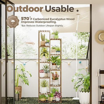 Bamworld Plant Stand Indoor Outdoor 11 Tier Tall Large Wood Plant Shelf Multi - Image 3