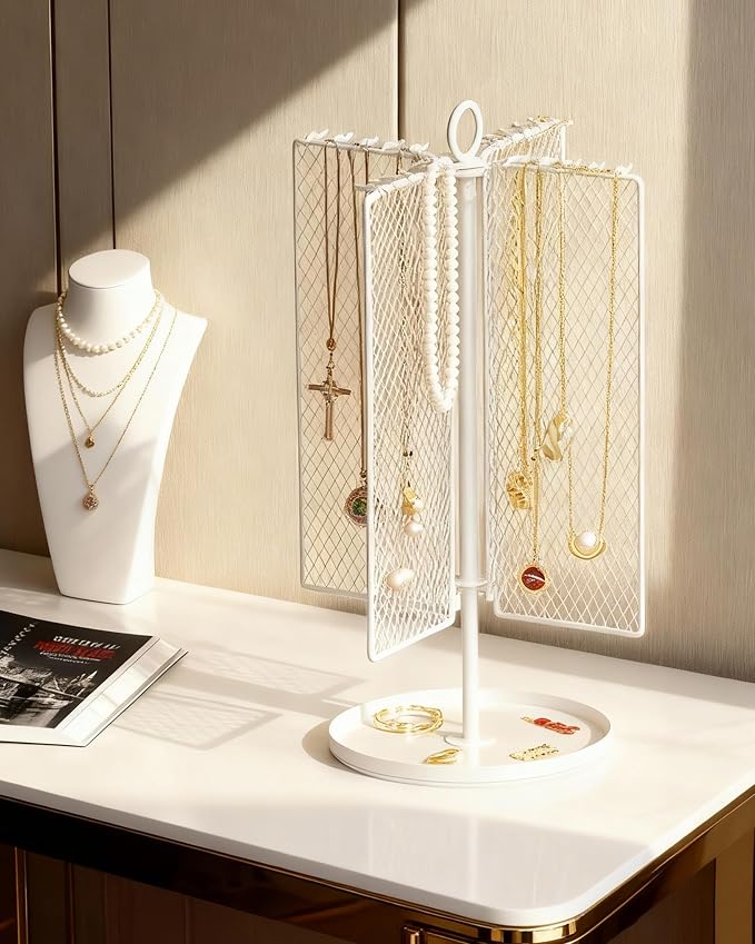 Rotating Necklace Holder Organizer, Necklace Storage Jewelry Stand, Metal - Image 4