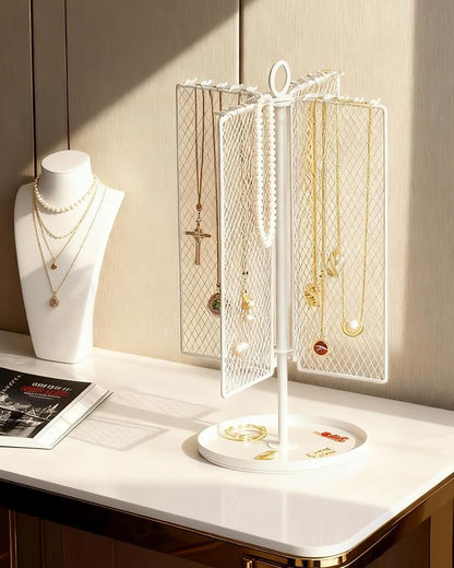 Rotating Necklace Holder Organizer, Necklace Storage Jewelry Stand, Metal - Image 4