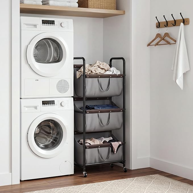 GRANNY SAYS 3 Section Tiered Laundry Sorter, Slim Vertical Laundry Hamper - Image 6