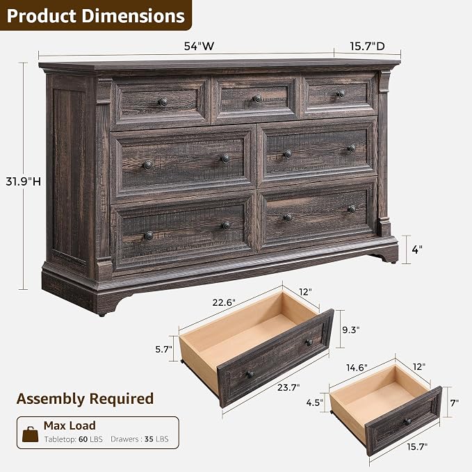 T4TREAM Farmhouse 7 Drawers Dresser - Image 2