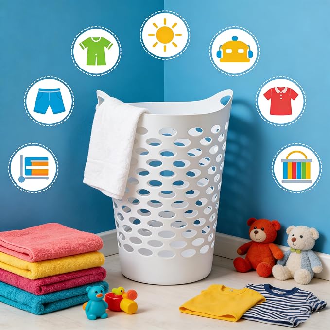 2.2 BUSHEL Flexible Laundry Basket, Tall plastic hamper - Image 3