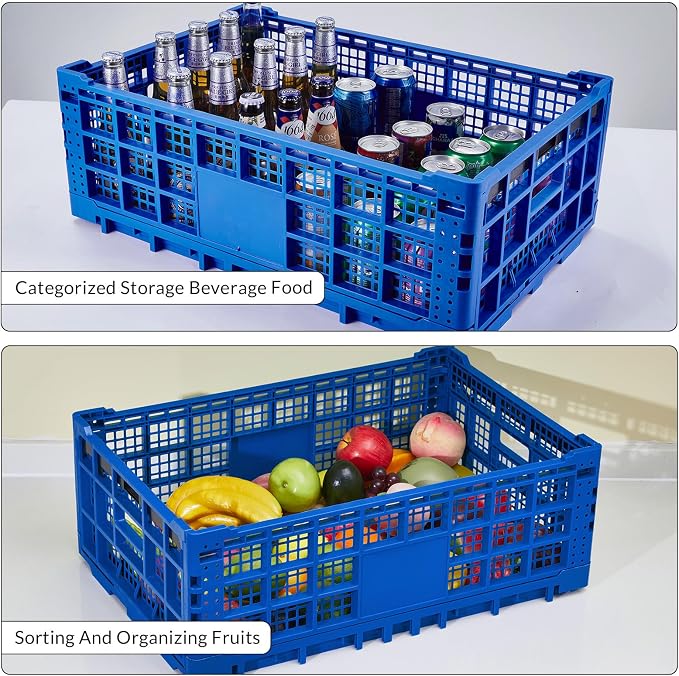 Collapsible Storage Crates, 52 Liter Heavy Duty Foldable Plastic Crates - Image 4