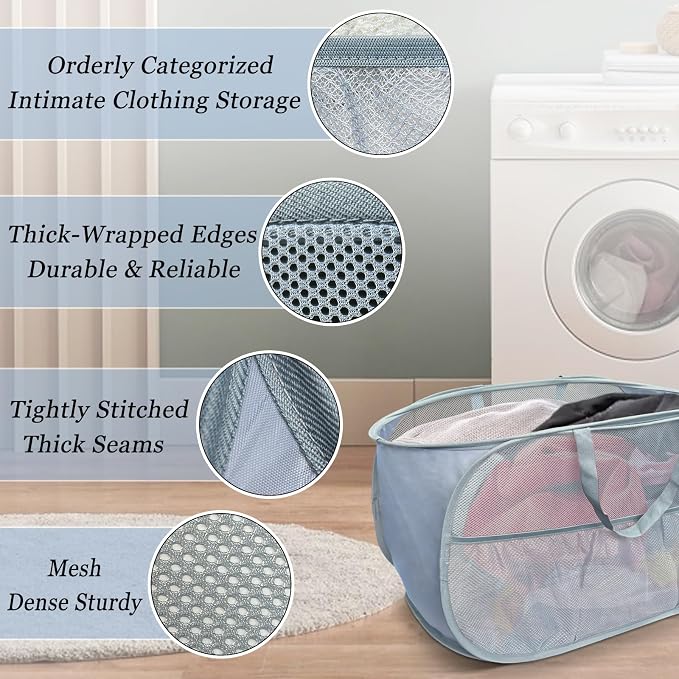 Collapsible Laundry Baskets 2 Pack, Mesh Pop Up Hamper - Image 5