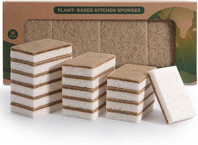 Natural Dish Sponges 16 Pack by CleanKitchensHappyCooks