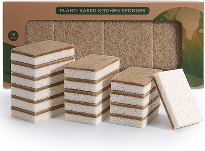 Natural Dish Sponges 16 Pack by CleanKitchensHappyCooks