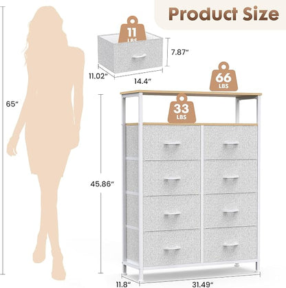 DUMOS 8 Drawer Fabric Dresser - Image 3