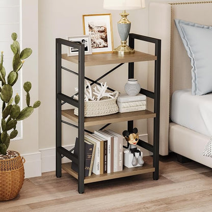 Homeiju Bookshelf, 3 Tier Industrial Bookcase, Metal Small Bookcase, Rustic - Image 6