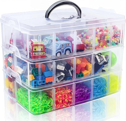 Bead Organizer 3 Tier 30 grid Stackable Craft Tackle Storage Container | by SGHUO