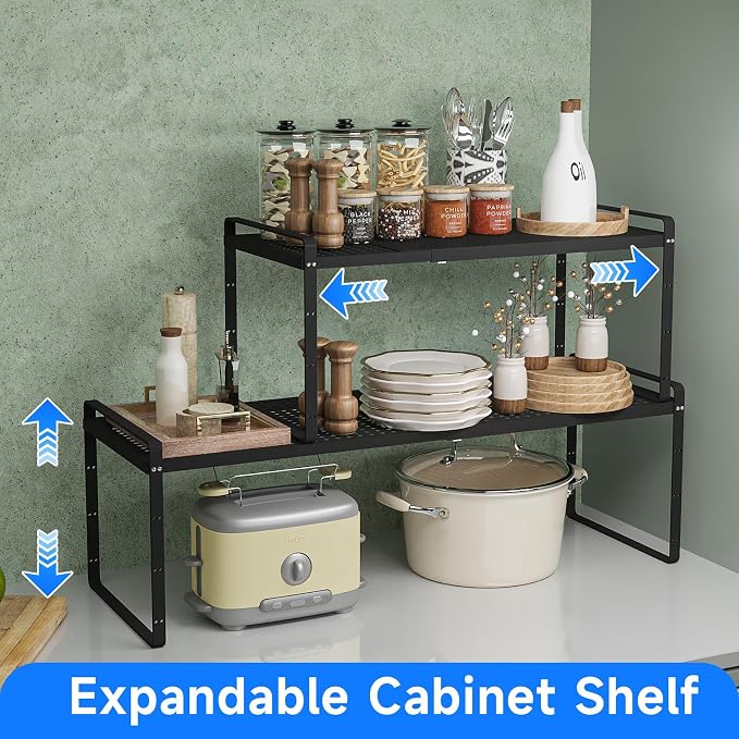 Expandable Cabinet Shelf Organizers, Kitchen Small Stand Rack Organization - Image 3