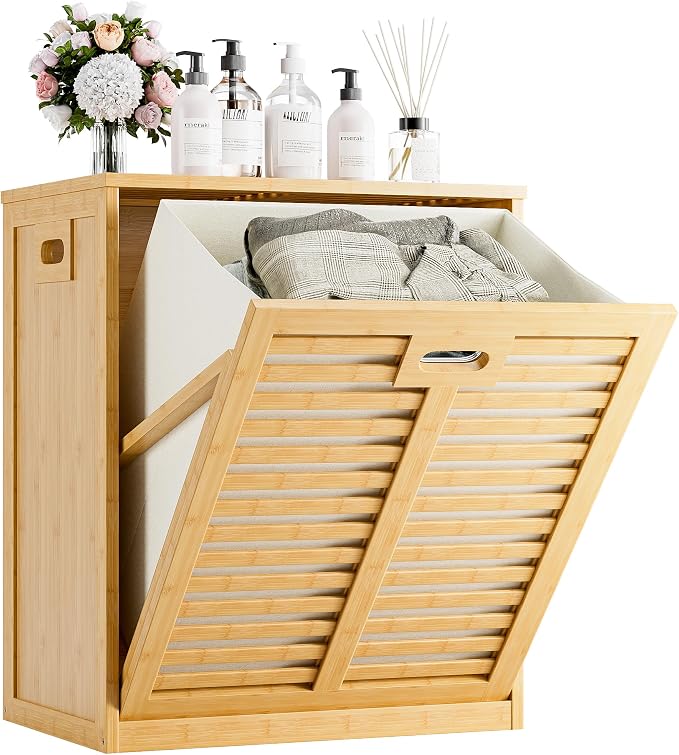 HITNET Tilt Out Laundry Hamper, Bamboo Laundry Cabinet by HITNET