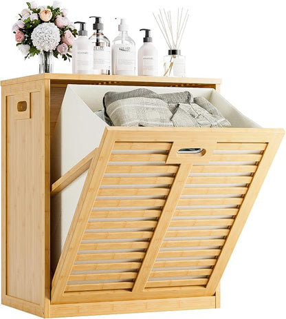 HITNET Tilt Out Laundry Hamper, Bamboo Laundry Cabinet by HITNET