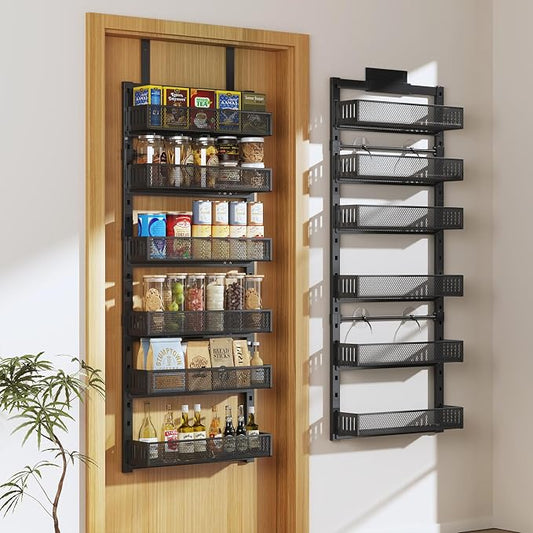 Pantry Door Organizers and Storage, 6-Tier Large Metal Heavy-Duty Frame Over by DAOTENGQL