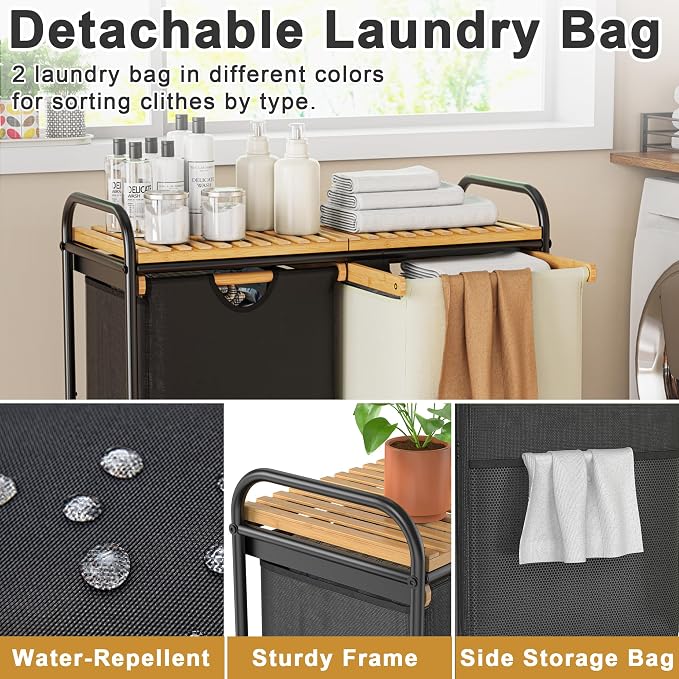 Laundry Sorter 2 Section, Laundry Hampers - Image 3