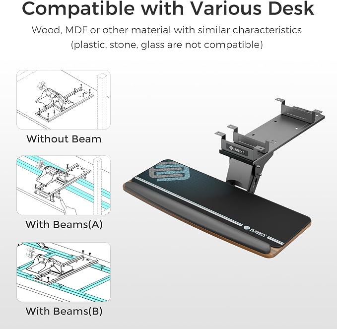 EUREKA ERGONOMIC Keyboard Tray Height Adjustable, Swivel Tilt Computer Keyboard - Image 8