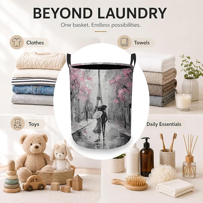 Laundry Hamper, Eiffel Tower Collapsible Paris Street Laundry Baskets - Image 6