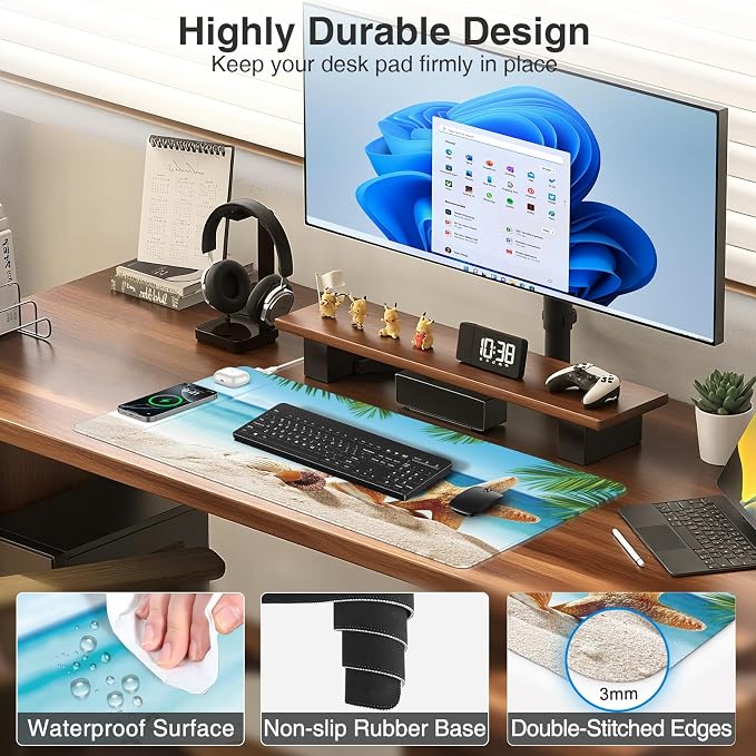 Wireless Charging Mouse Pad, 31.5"x15.8" Large Gaming Desk Mat - Image 6