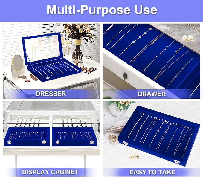 Jenseits Jewelry Display Box For Necklace Organizer, Velvet Necklace Storage - Image 5