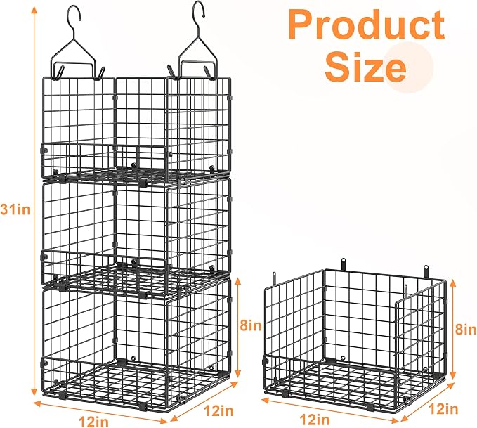 Sonyabecca 3-Tier Hanging Closet Organizer, Foldable Cabinet Wire Storage - Image 3