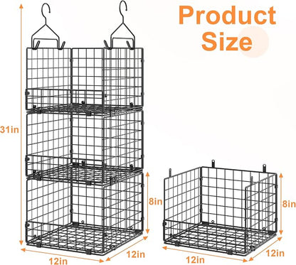 Sonyabecca 3-Tier Hanging Closet Organizer, Foldable Cabinet Wire Storage - Image 3