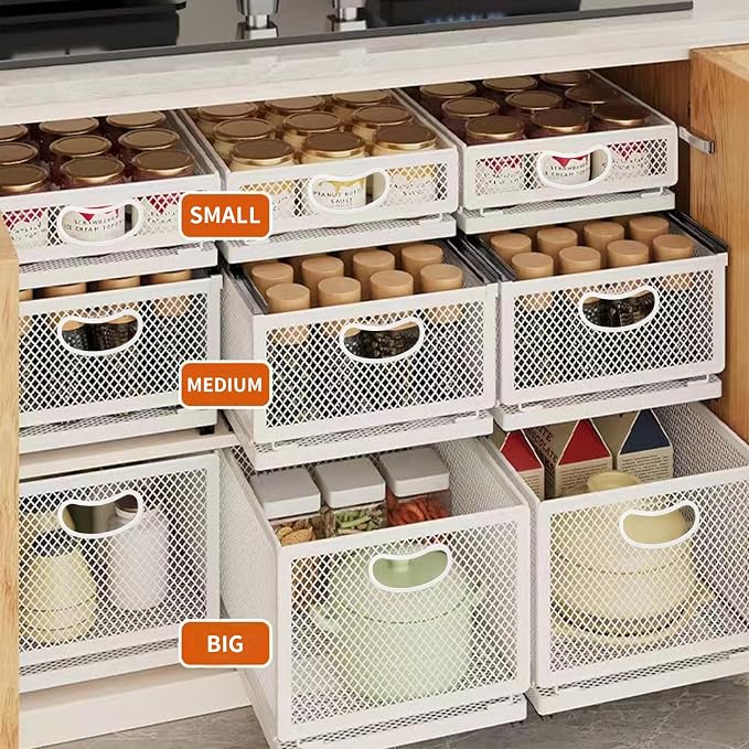Sliding Cabinet Basket Organizer Drawer Self Adhesive Slide out Pantry Shelves - Image 5