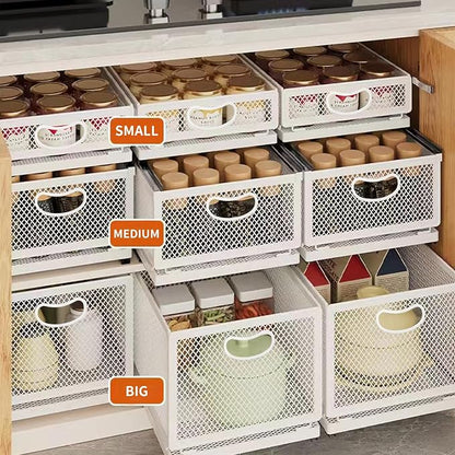 Sliding Cabinet Basket Organizer Drawer Self Adhesive Slide out Pantry Shelves - Image 5