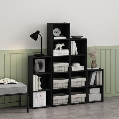Furinno PASIR Book Shelf, 2-Tier Modern Bookshelf, Open Shelves Cube Bookcase - Image 2