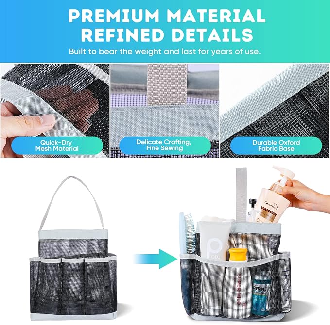 EUDELE 2 Pack Mesh Shower Caddy Portable - Image 3