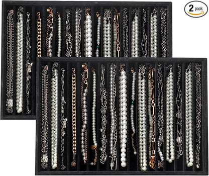 Large Velvet Jewelry Tray 2 Pack Stackable Jewelry Display Drawer Inserts Trays by Unknown