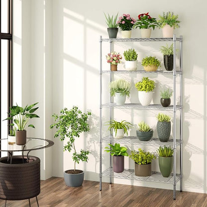 Auslar 5-Tier Heavy Duty Wire Shelving, Adjustable Storage Rack, Chrome | 14"D - Image 9