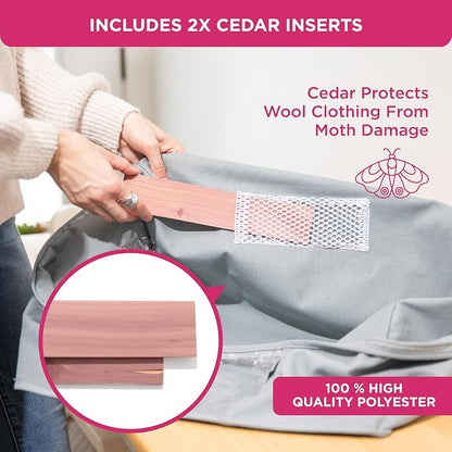 Cedar Clothes Storage Bag Organizer – Protects from Moths, Dirt & Dust – Set of - Image 2