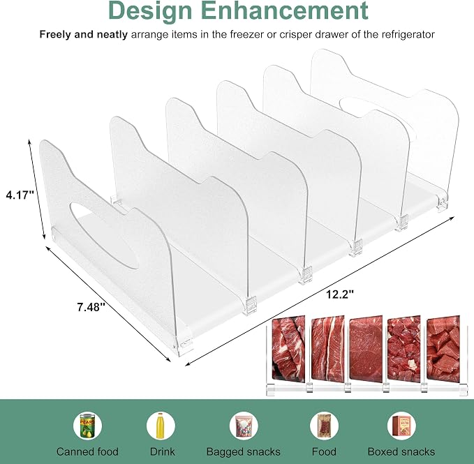 SURETIVIAN Freezer Organizer 12” Visible Fridge Organizer Rack - Image 3