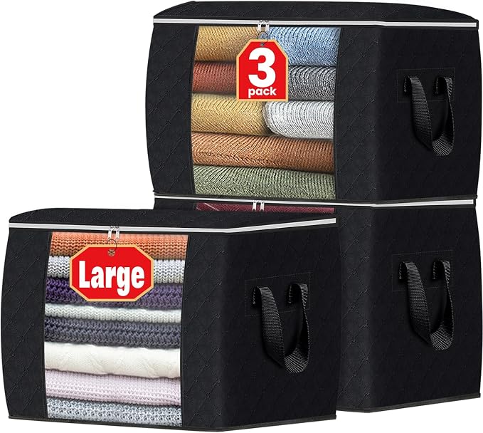 Fab totes 24 Gallons Clothes Storage, Foldable Thick Fabric Blanket Storage Bags by Fabtotes