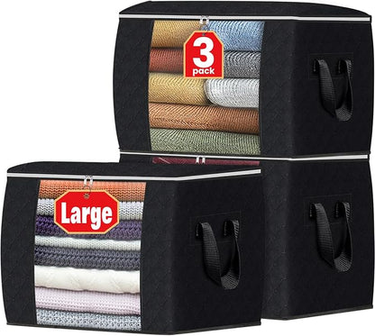 Fab totes 24 Gallons Clothes Storage, Foldable Thick Fabric Blanket Storage Bags by Fabtotes