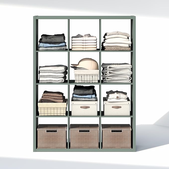 Furinno Cubic Extra Thick 12-Cube Closet Organizers and Storage, Sage Green | - Image 6