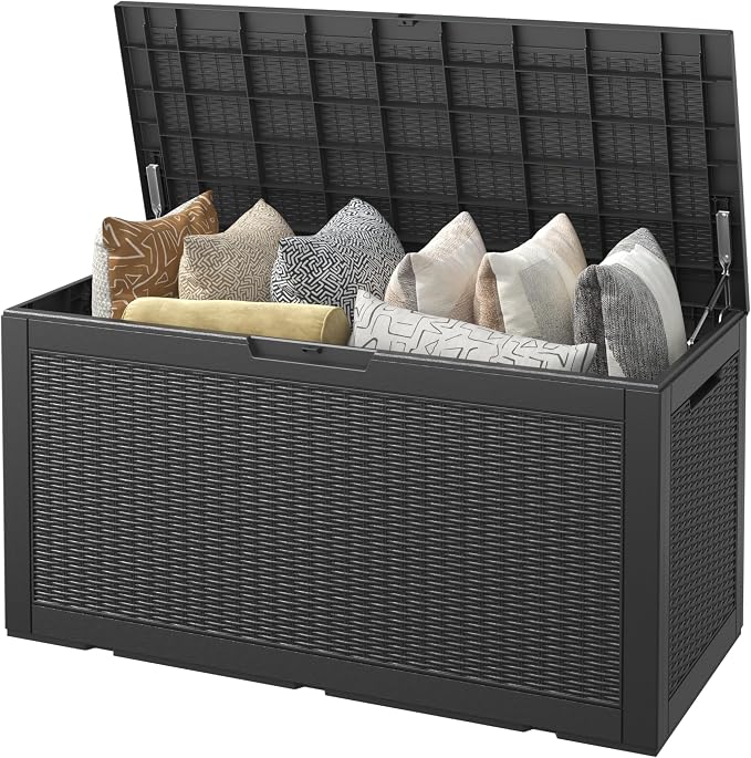 Outdoor Storage Box, Resin Deck Boxes Outdoor Waterproof by WTFGO