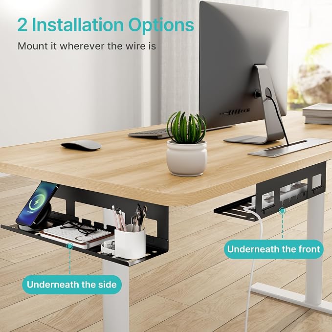Under Desk Cable Management Tray, 15.7 Inches Metal Cord Organizer Rack - Image 5