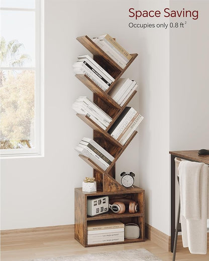 SUNMORY 6 Tier Tree Bookshelf, Tall Small Bookcase - Image 3