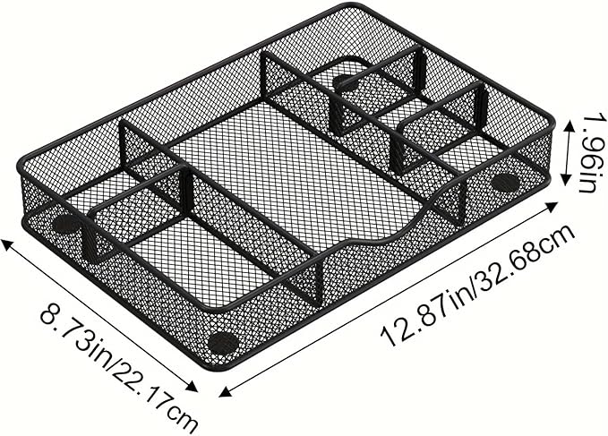 Desk Drawer Organizer Tray, Metal Mesh Drawer Organizers Office, 6 Adjustable - Image 4