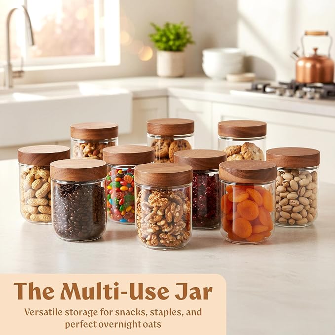 Overnight Oats Containers with Lids Acacia Glass Jars - Image 6
