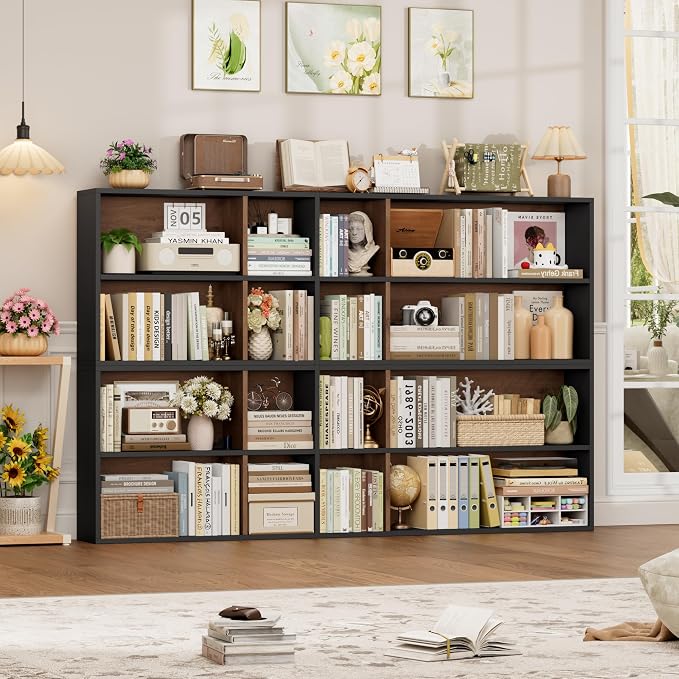 FOTOSOK Bookshelf Bookcase 7-Tier Narrow Bookshelf Tall CD Media Tower Rack | - Image 6