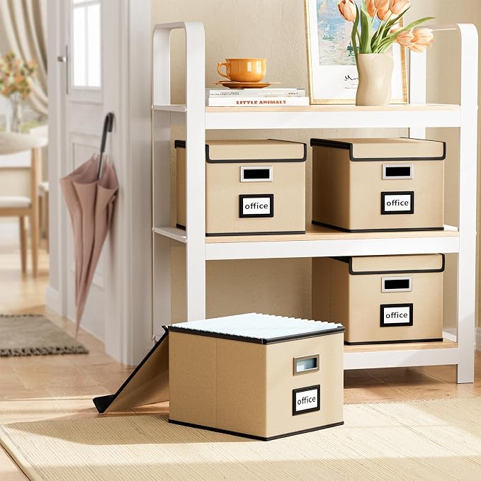 File Organizer Box with Lids, Collapsible File Folder Organizer | File Box with - Image 2
