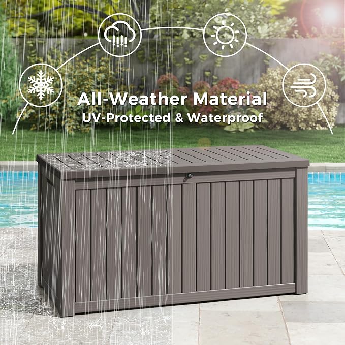 KAMABOKO Outdoor Storage Box, 180 Gallon Large Outdoor Resin Deck Box, Storage - Image 3