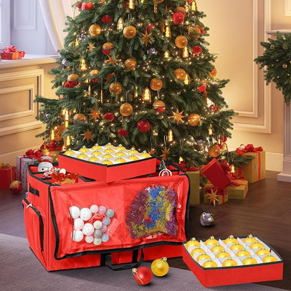 Christmas Ornament Storage Box, 2-in-1 Christmas ornament organizer&Christmas - Image 5