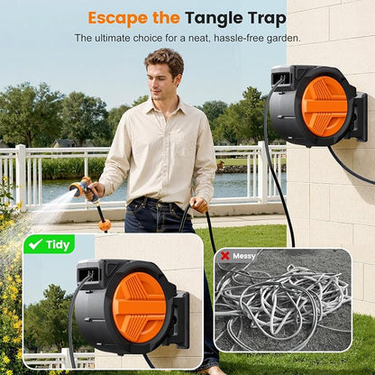 Retractable Garden Hose Reel 1/2” x 100ft, Auto Rewind Hose Reels - Image 3
