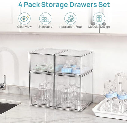 Vtopmart 4 Pack Baby Bottle Organizer Set, Stackable Storage Drawers Ideal - Image 3