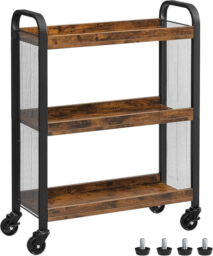 VASAGLE 3-Tier Narrow Storage Cart, Rolling Cart by Unknown